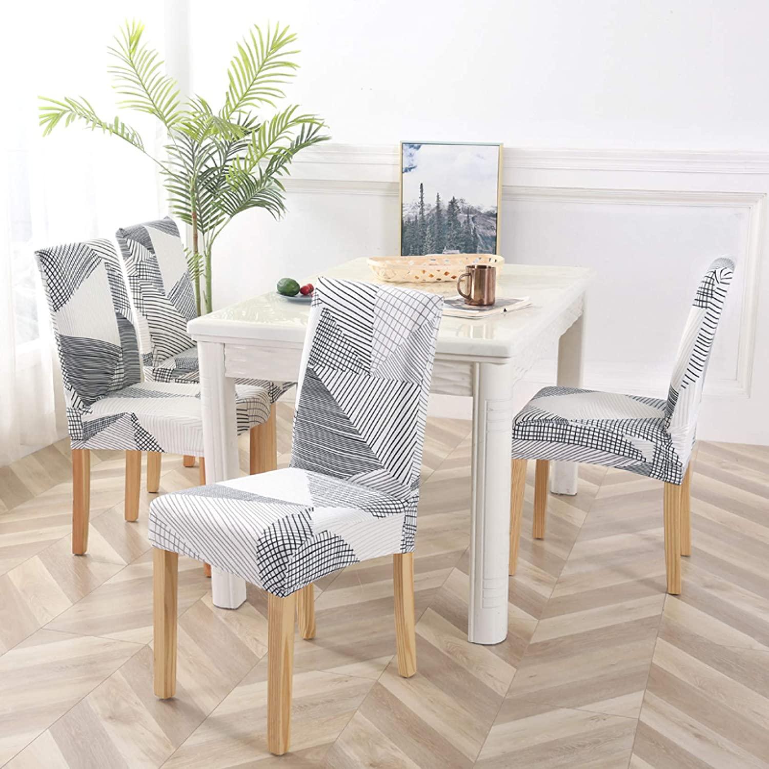 Stretchable Chair Covers, White Stripe - Trendize