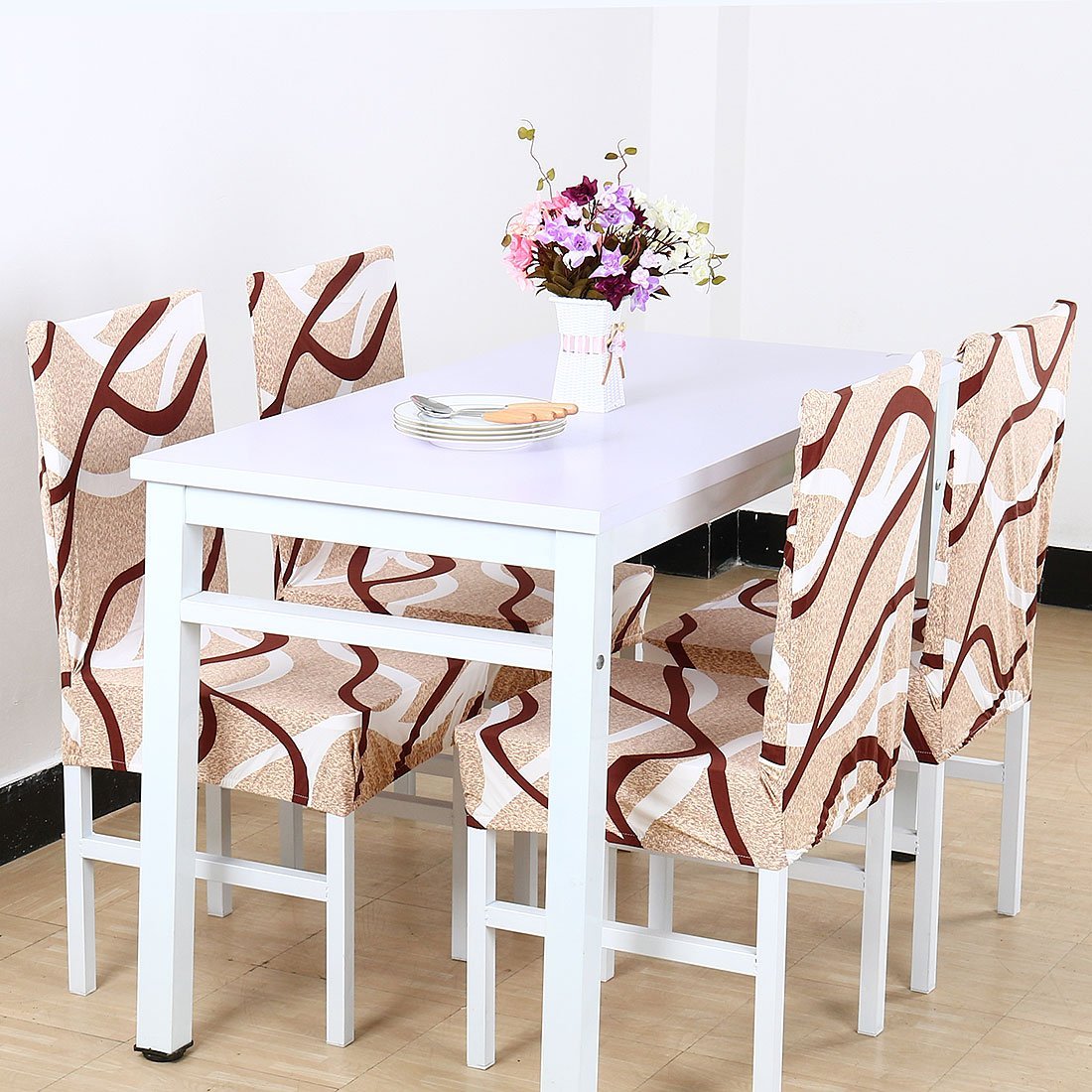 Stretchable Chair Covers, Wave Brown