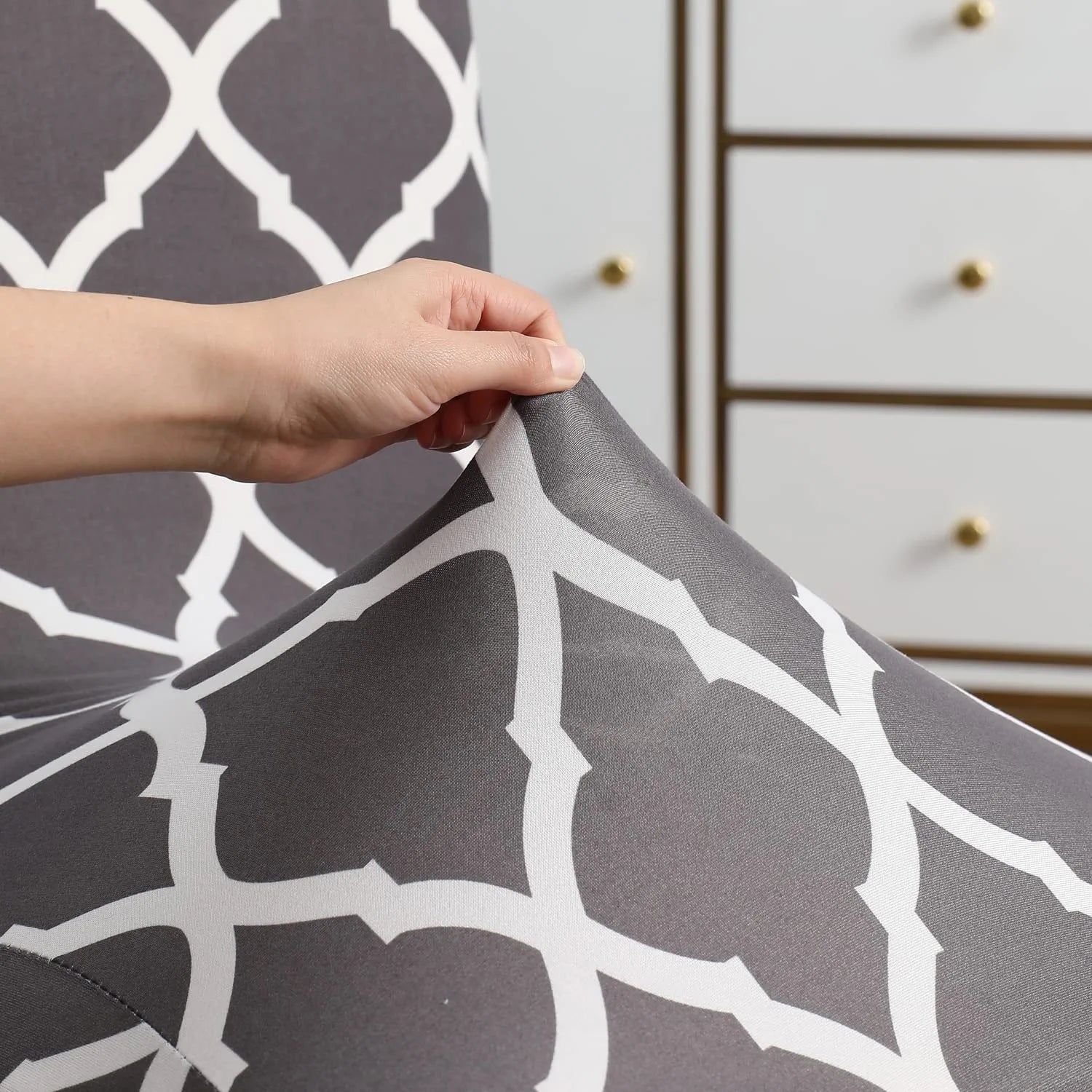 Stretchable Chair Covers, Diamond Grey - Trendize