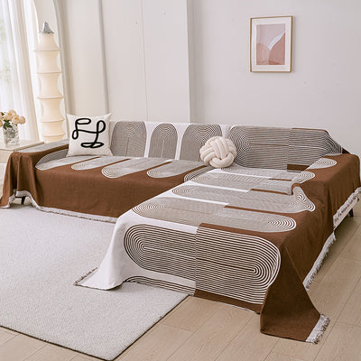 L Shape Premium Double Sided Chenille Sofa Covers - Brown Juniper