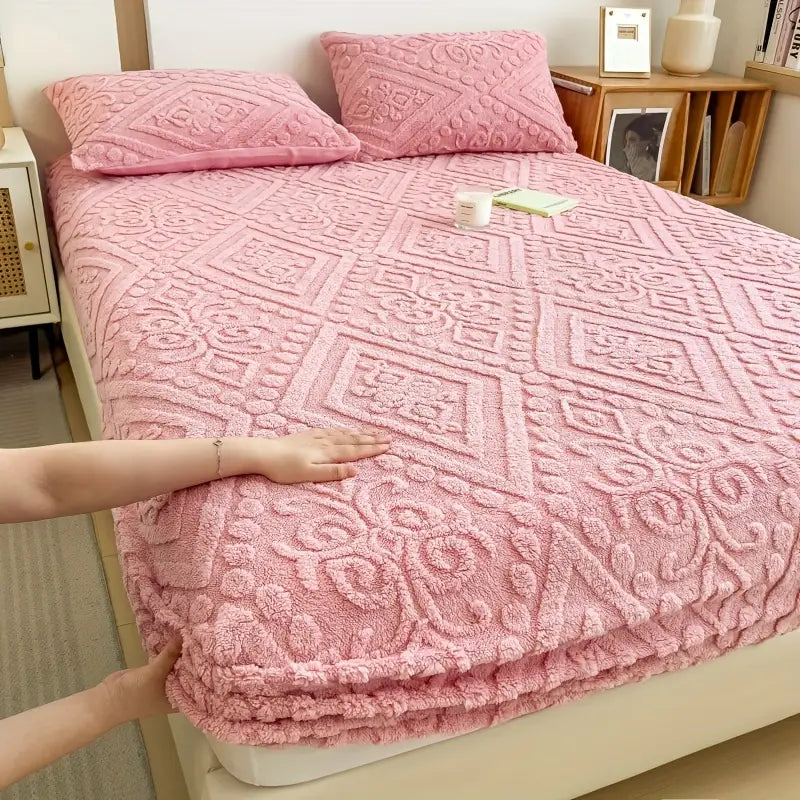 3D European Engraved Taffeta Fitted Bedsheet