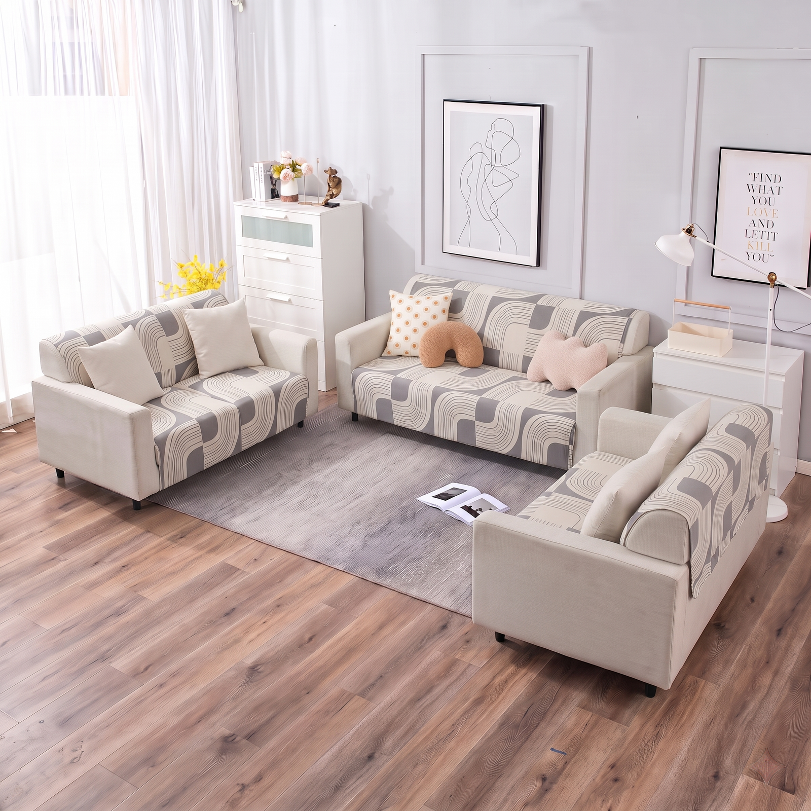 Luxury Anti-Skid Armless Sofa Mats - Silver Waves