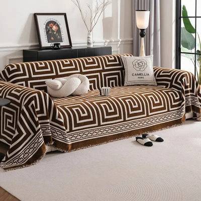 Premium Double Sided Chenille Sofa Covers - Greek Brown