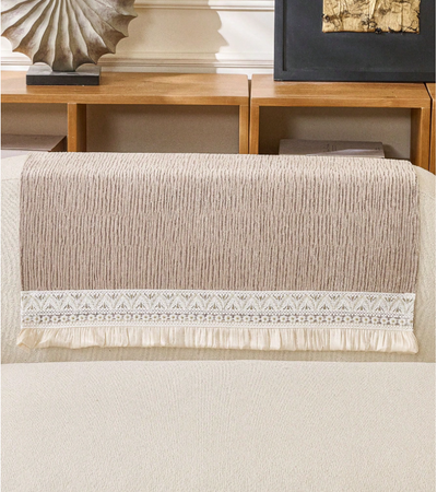 RUFFLE LACE ANTI SKID SOFA MAT - CARAMEL