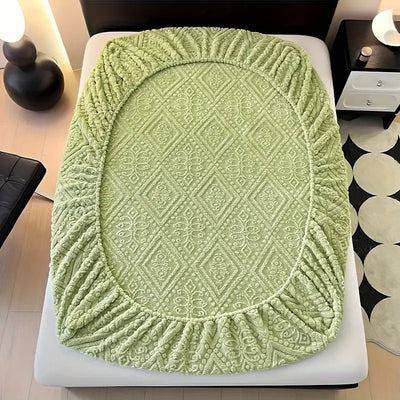 3D European Engraved Taffeta Fitted Bedsheet
