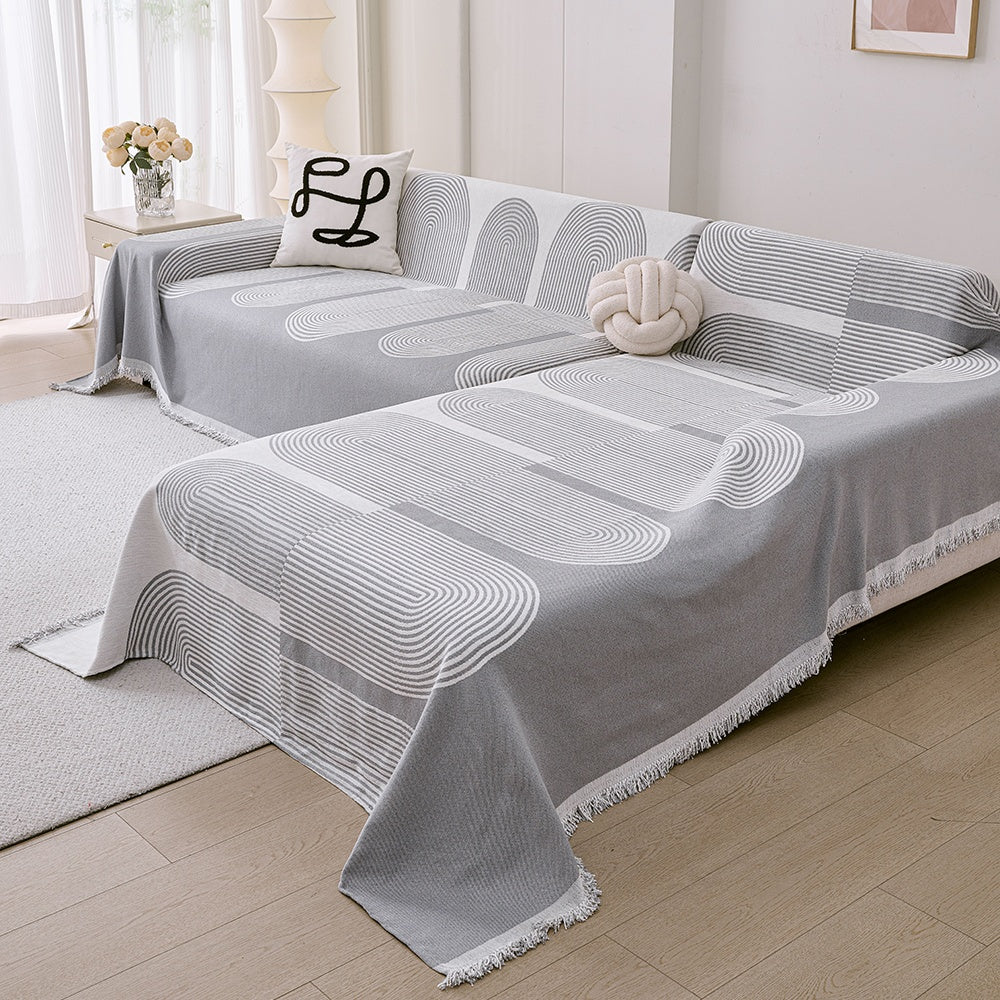 L Shape Premium Double Sided Chenille Sofa Covers - Grey Juniper
