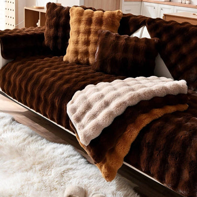 Plush Non Slip Sofa Mat - Dark Coffee