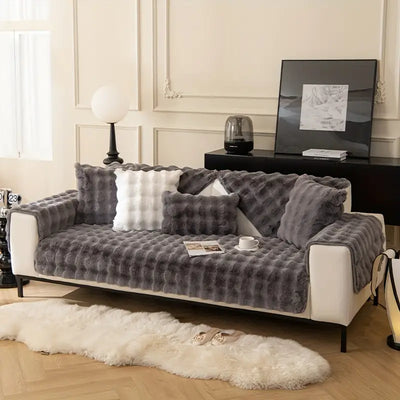Plush Non Slip Sofa Mat - Midnight Grey