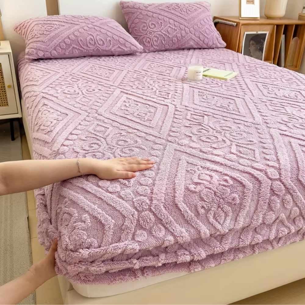 3D European Engraved Taffeta Fitted Bedsheet