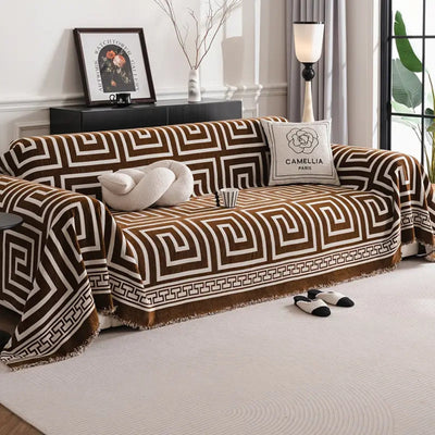 Premium Double Sided Chenille Sofa Covers - Greek Brown
