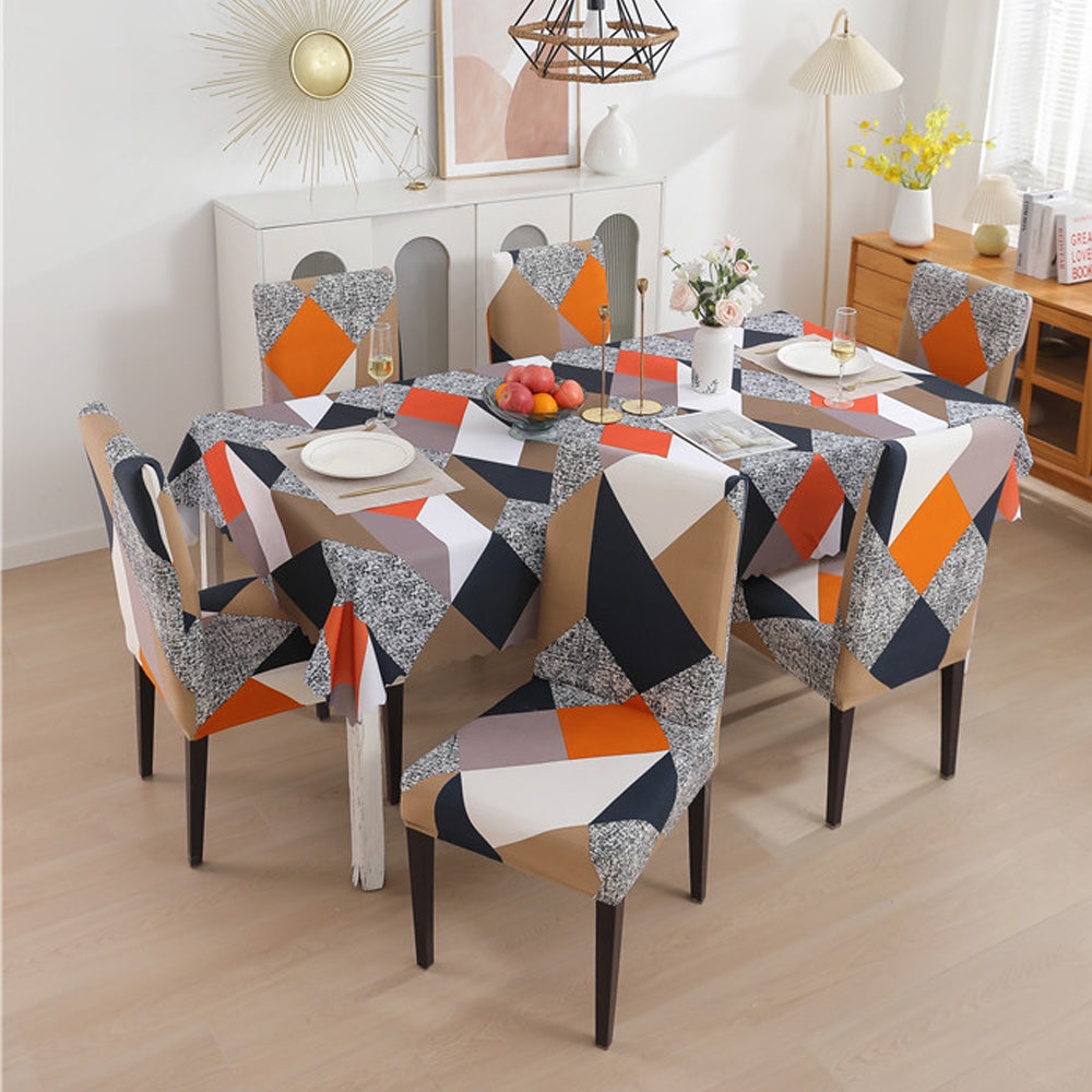 Premium Dining Table &amp; Chair Cover Combo - Prism Orange