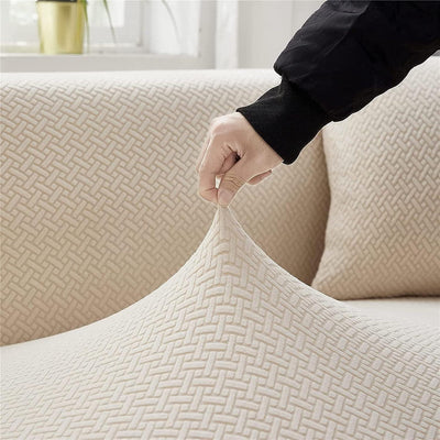 2024 Polar Fleece Sofa Cover : Cream