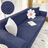 2025 L Shape Polar Fleece Sofa Cover : Navy Blue
