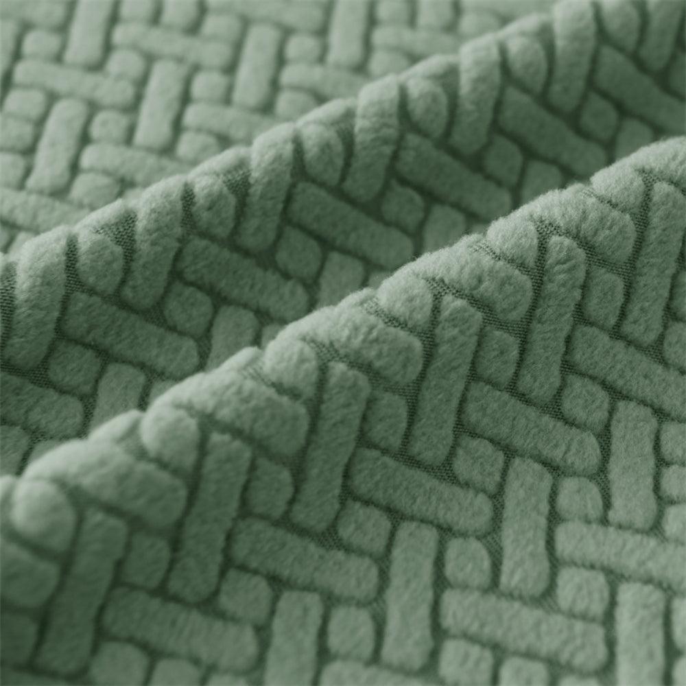 2026 L Shape Polar Fleece Sofa Cover : Pastel Green
