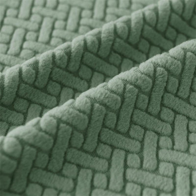 2024 L Shape Polar Fleece Sofa Cover : Pastel Green
