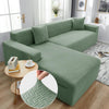 2024 L Shape Polar Fleece Sofa Cover : Pastel Green