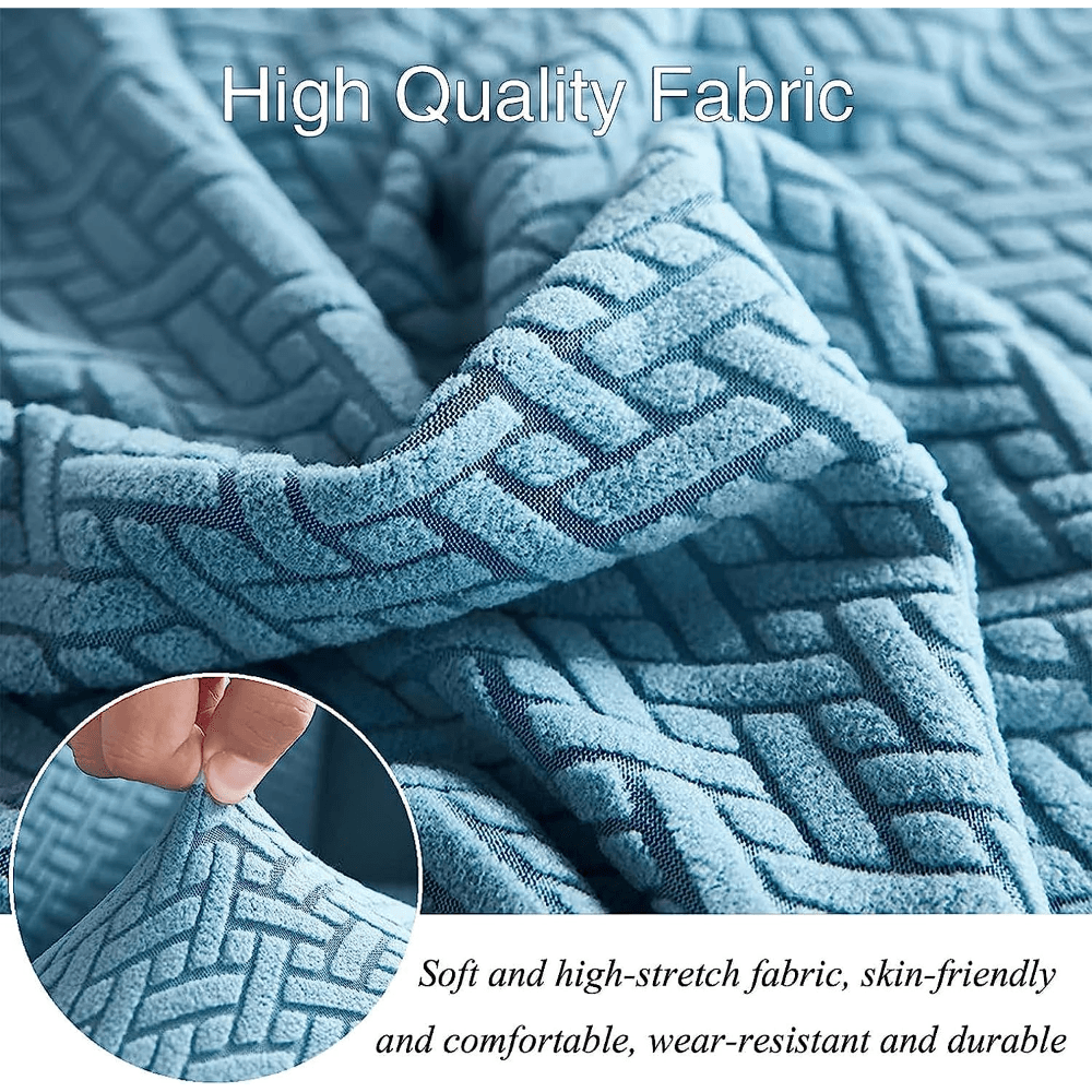 2026 L Shape Polar Fleece Sofa Cover : Sky Blue