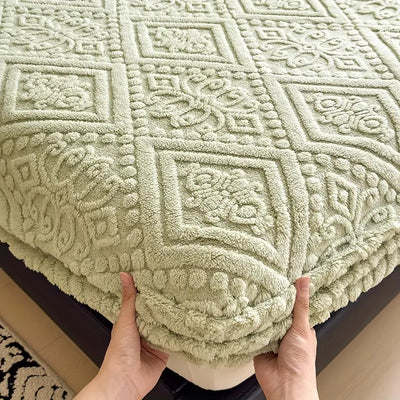 3D European Engraved Taffeta Fitted Bedsheet