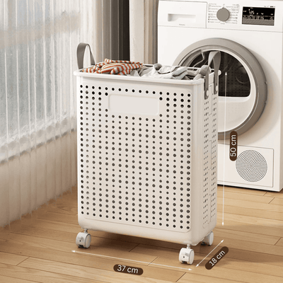 Collapsible Laundry Basket with Wheels and Handle