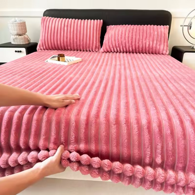 Luxe Rabbit Fur Fitted Sheet - Pink / KING SIZE (72X78)