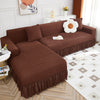 2024 L Shape Turkish Bubble Frill Sofa Covers : Brown