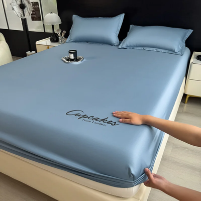 Ice Silk Cooling Fitted Bedsheet with 2-Pillow Covers