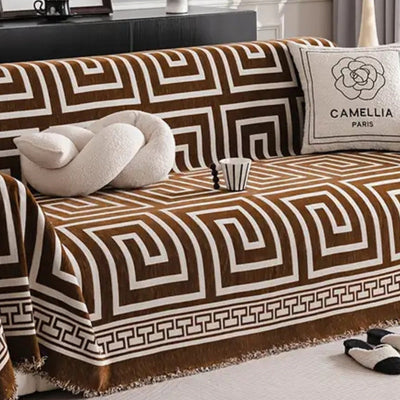 Premium Double Sided Chenille Sofa Covers - Greek Brown
