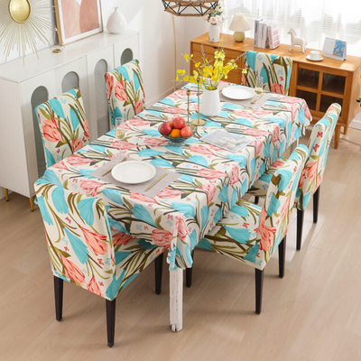 Premium Dining Table & Chair Cover Combo - Beige Tulip