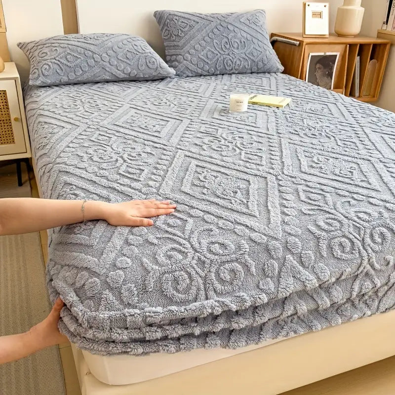 3D European Engraved Taffeta Fitted Bedsheet