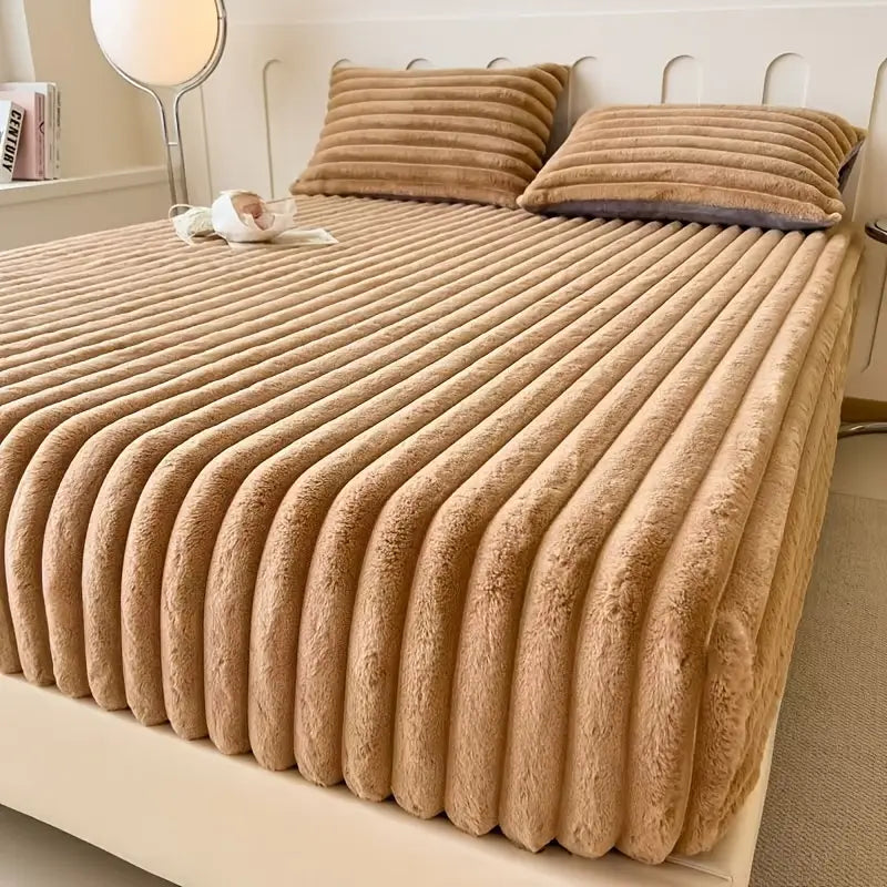 Luxe Rabbit Fur Fitted Sheet - Camel / KING SIZE (72X78)