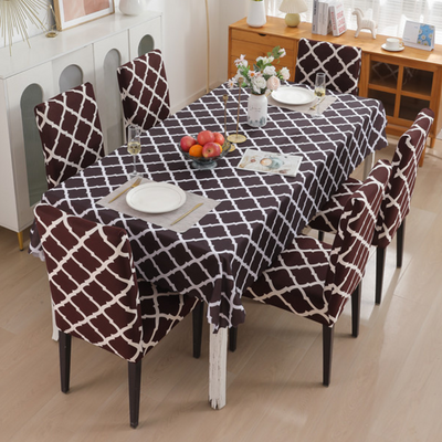 Premium Dining Table & Chair Cover Combo - Diamond Brown