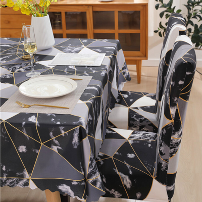 Premium Dining Table & Chair Cover Combo - Marble Black