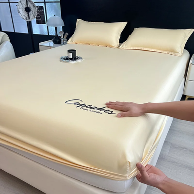 Ice Silk Cooling Fitted Bedsheet with 2-Pillow Covers
