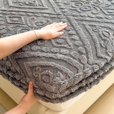 3D Engraved European Fitted Bedsheet - Charcoal Grey