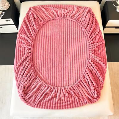 Luxe Rabbit Fur Fitted Sheet - Pink / KING SIZE (72X78)