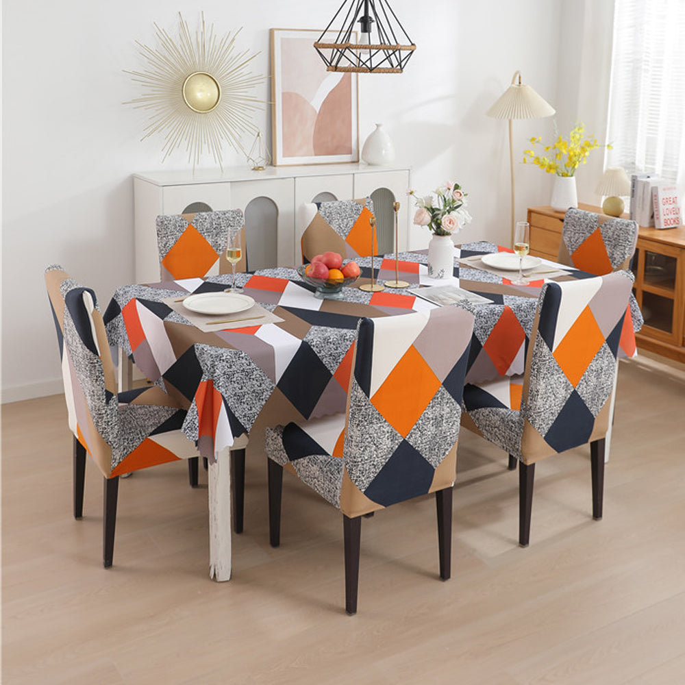 Premium Dining Table & Chair Cover Combo - Prism Orange