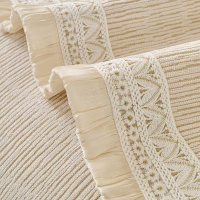 RUFFLE LACE ANTI SKID SOFA MAT - BEIGE