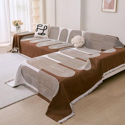 L Shape Premium Double Sided Chenille Sofa Covers - Brown Juniper