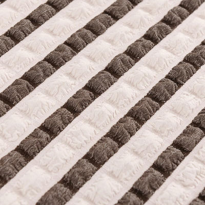 2025 L Shape Turkish Bubble Frill Sofa Covers : Beige Brown Stripe