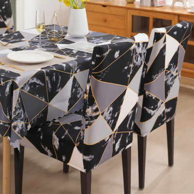 Premium Dining Table & Chair Cover Combo - Marble Black