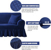 2024 L Shape Turkish Bubble Frill Sofa Covers : Navy
