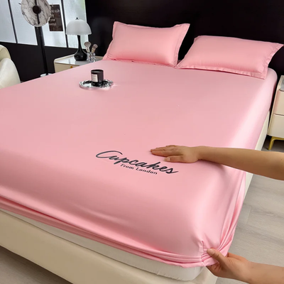 Ice Silk Cooling Fitted Bedsheet with 2-Pillow Covers