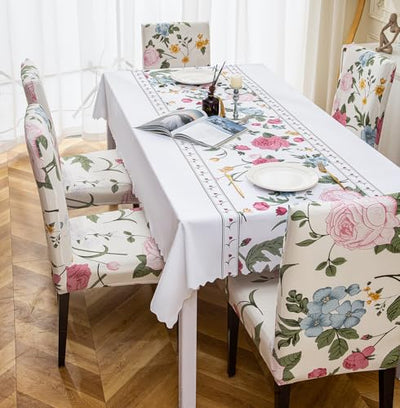 Premium Dining Table & Chair Cover Combo - Vanilla Orchid