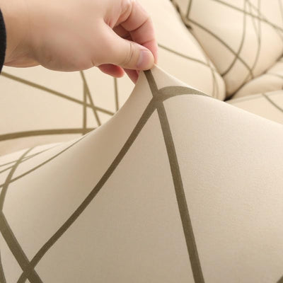 Premium Printed Recliner Sofa Cover : Beige Line