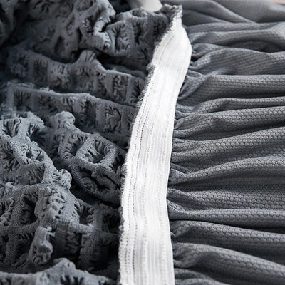 2026 L Shape Turkish Bubble Frill Sofa Covers : Light Grey