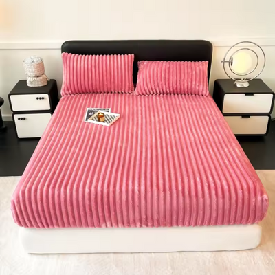 Luxe Rabbit Fur Fitted Sheet - Pink / KING SIZE (72X78)