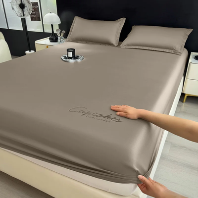 Ice Silk Cooling Fitted Bedsheet with 2-Pillow Covers