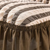 2024 L Shape Turkish Bubble Frill Sofa Covers : Beige Brown Stripe