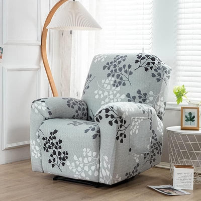 Premium Printed Recliner Sofa Cover : Petal Grey