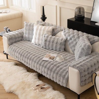Plush Non Slip Sofa Mat - Silver Grey